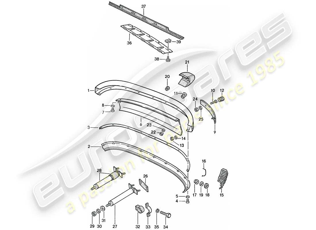 porsche 1987 (911) parachoque diagrama de piezas
