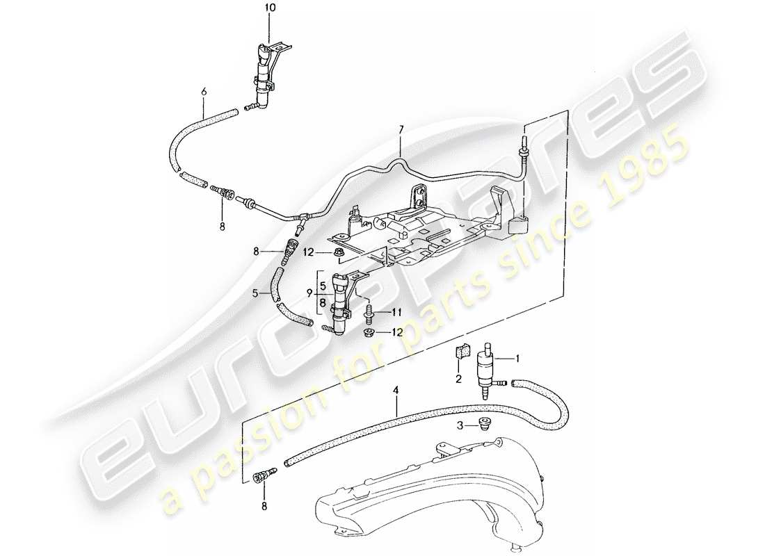 porsche 2000 (986 boxster) sistema arandela diagrama de piezas