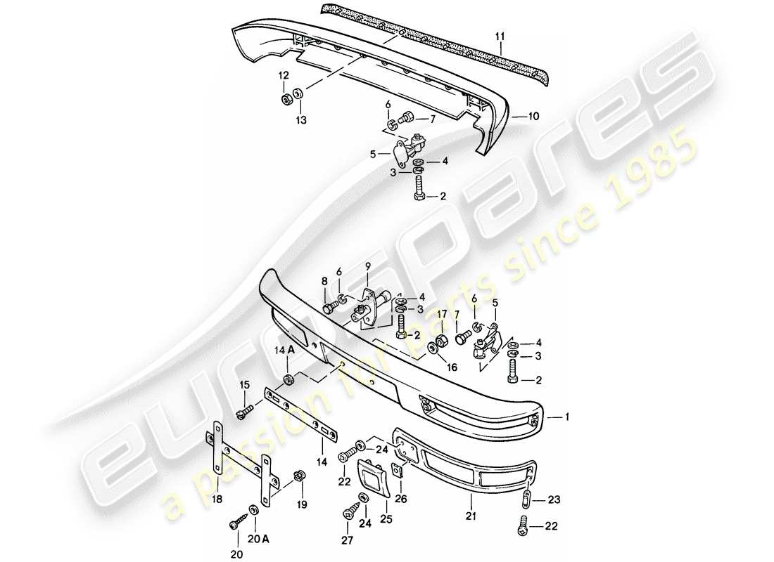 porsche 1983 (944) parachoques - sin: - diagrama de piezas del buffer