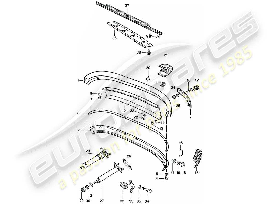 porsche 1986 (911) parachoque diagrama de piezas
