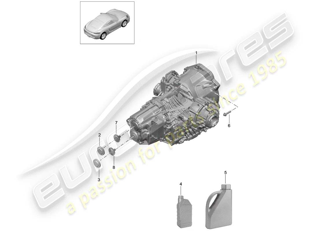 porsche 2019 (718 cayman) - pdk - diagrama de piezas