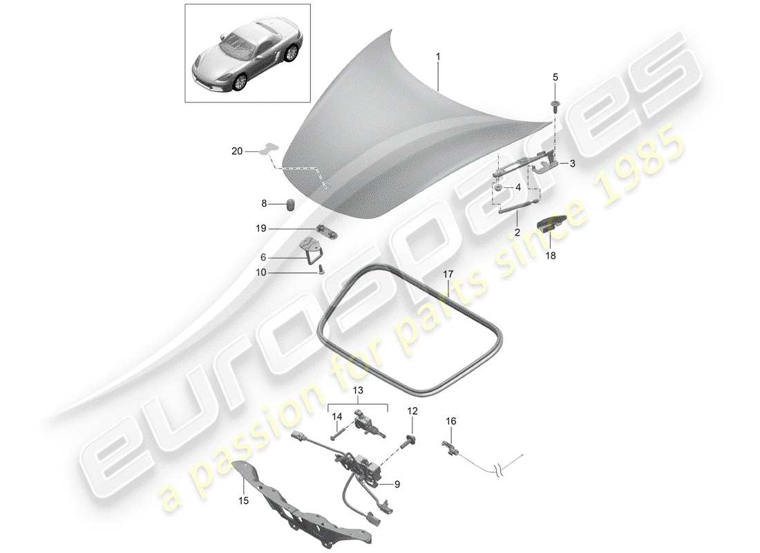 porsche 2017 (718 boxster) cubrir diagrama de piezas