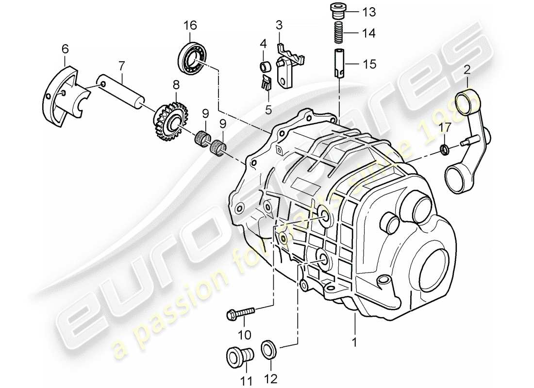 porsche 2000 (986 boxster) caja de transmisión - cubierta de transmisión diagrama de piezas