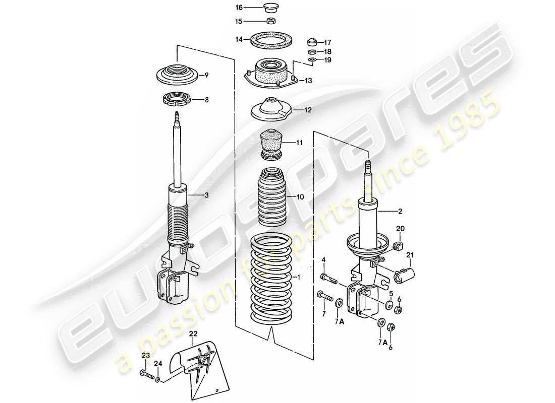 porsche 1992 (968) suspensión - amortiguador diagrama de piezas