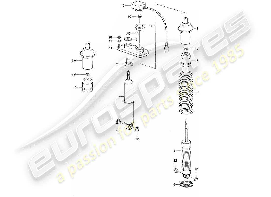 porsche 1987 (959) suspensión - amortiguador de vibraciones diagrama de piezas