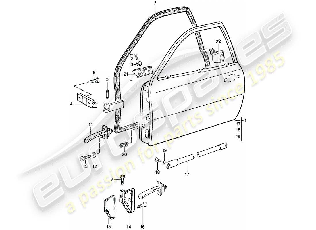 porsche 1986 (944) puerta diagrama de piezas
