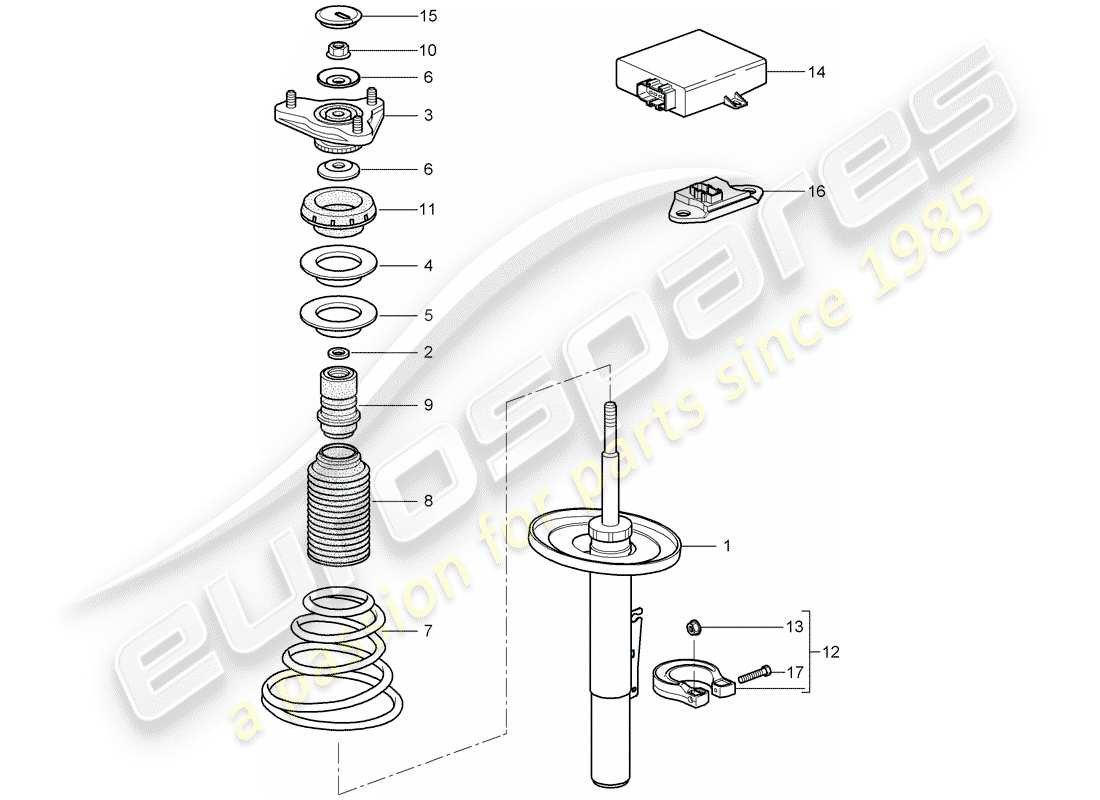 porsche 2006 (987 cayman) diagrama de piezas de suspensión