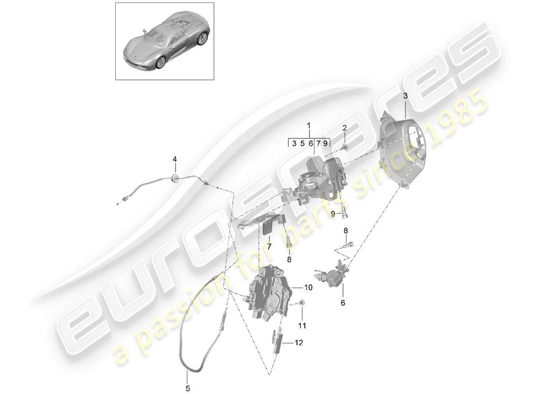 porsche 2015 (918 spyder) manija de la puerta diagrama de piezas