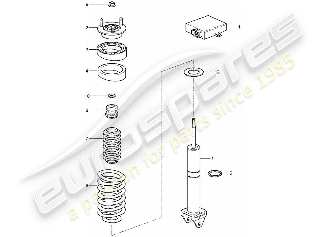 porsche 997 t/gt2 (2009) diagrama de piezas del amortiguador