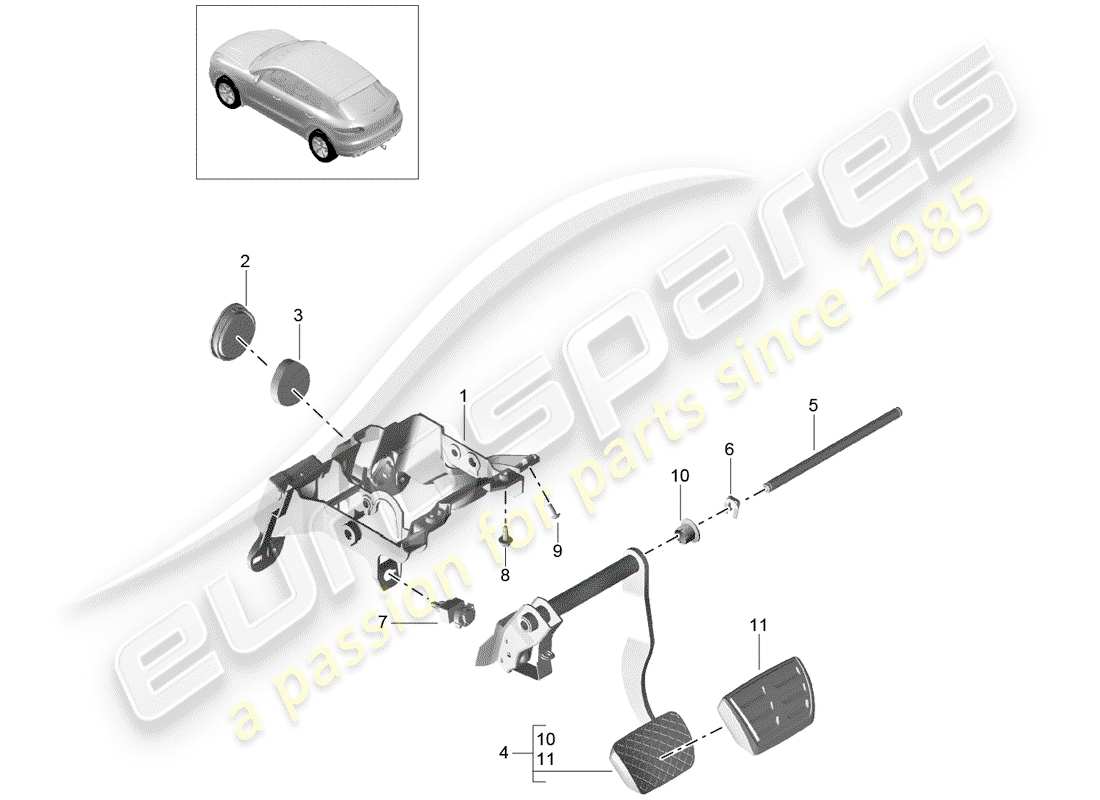 porsche 2016 (macan) operaciones de freno diagrama de piezas