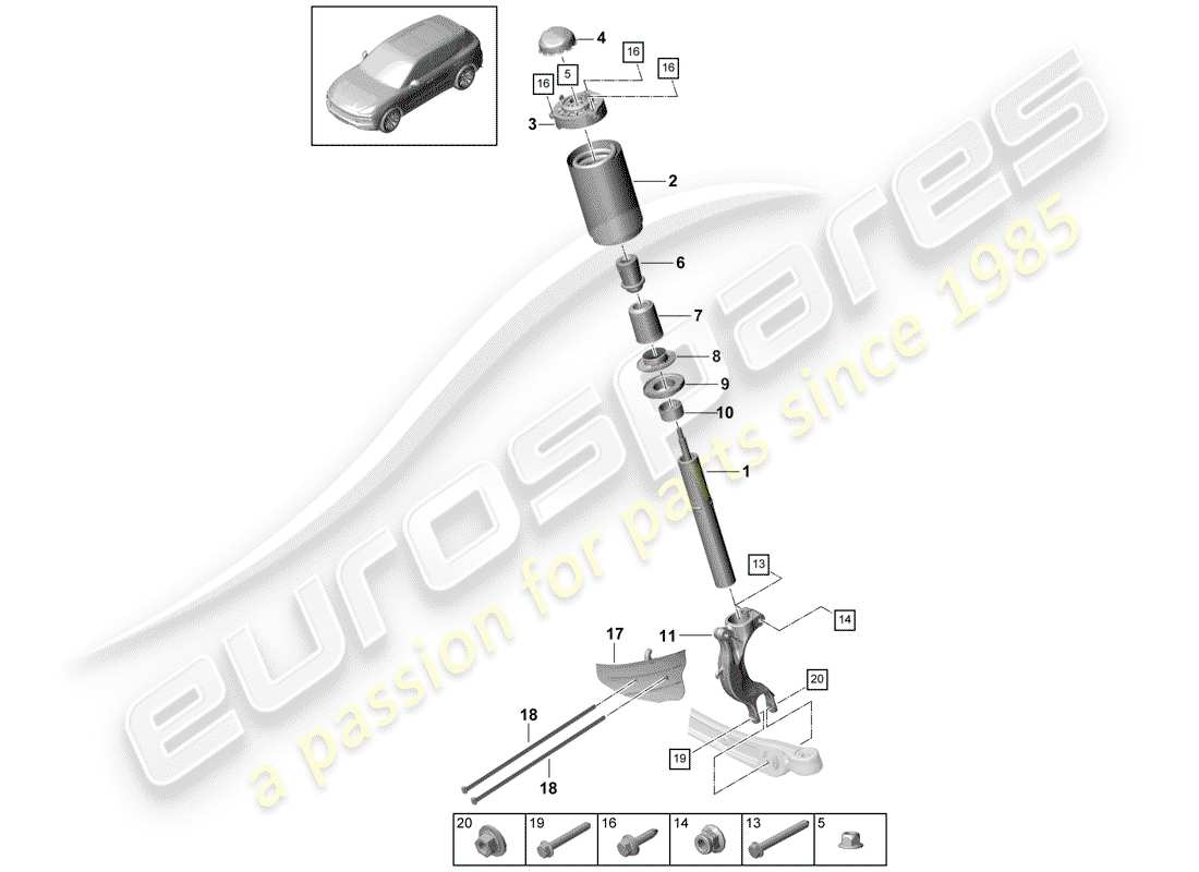 porsche 2019 (cayenne e3 9ya/9yb) suspensión diagrama de piezas