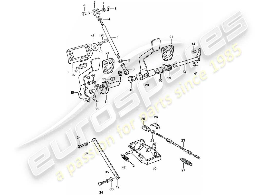 porsche 1987 (911) pedales - d >> - mj 1988 diagrama de piezas