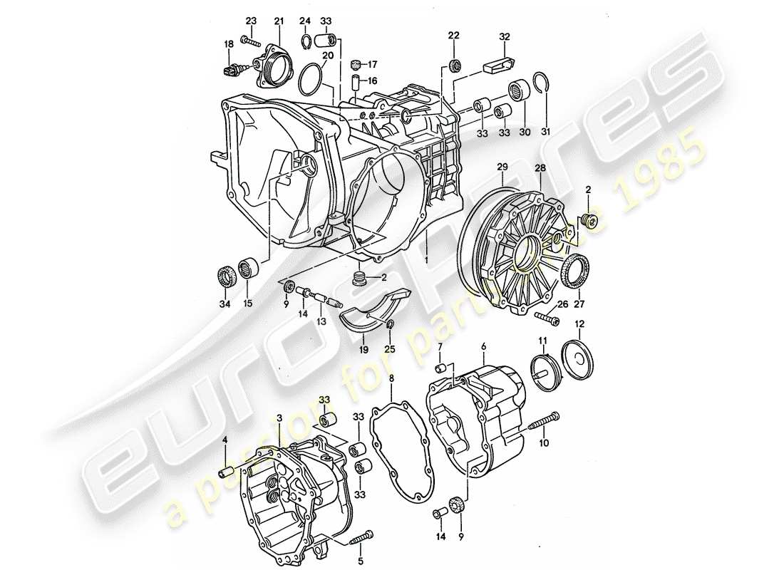 porsche 1995 (968) caja de cambios manual - transmisión de repuesto - caja de transmisión diagrama de piezas