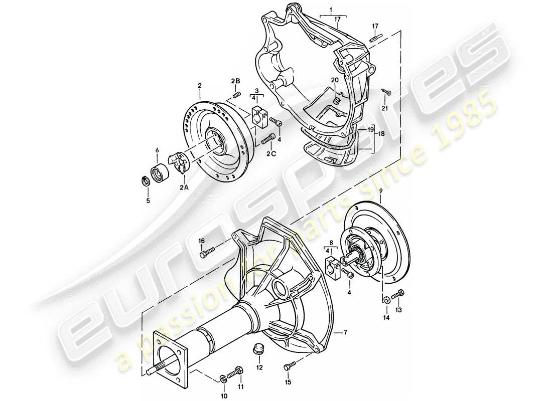 porsche 1978 (924) tubo central - transmisión automática diagrama de piezas