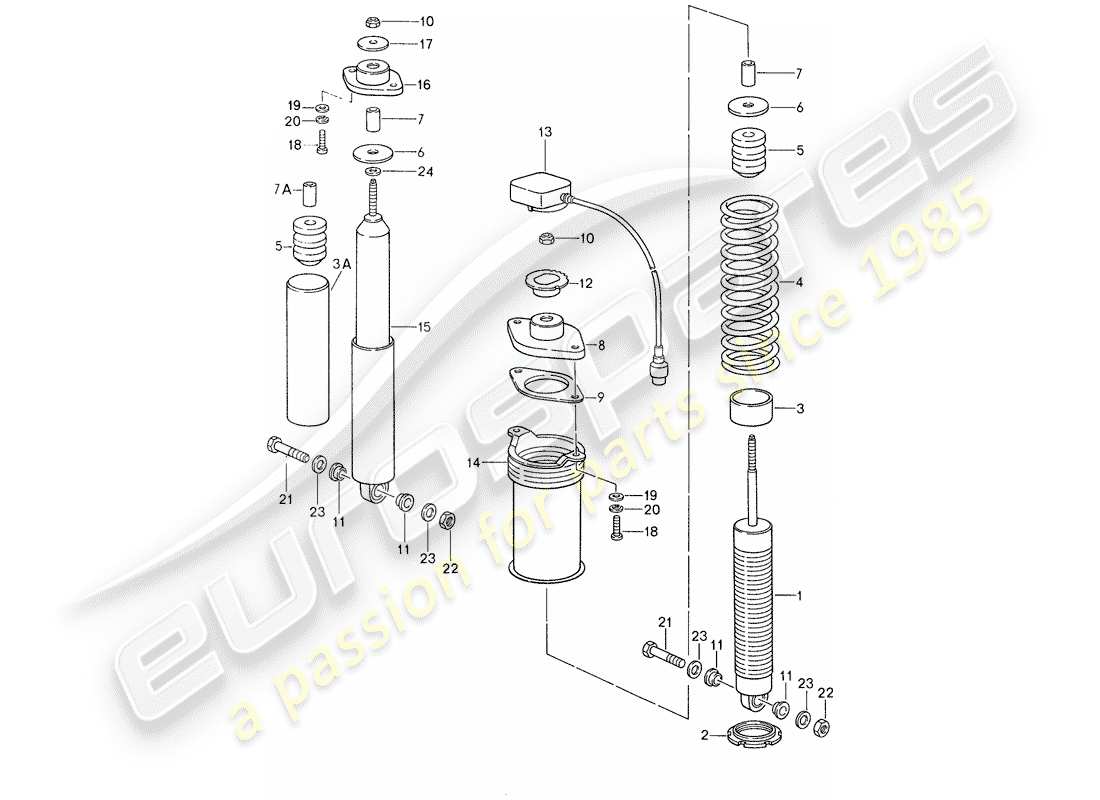 porsche 1988 (959) suspensión - amortiguador de vibraciones diagrama de piezas