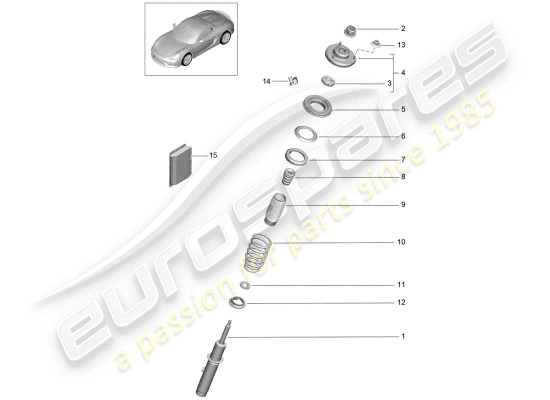 porsche 2016 (981 boxster spyder) diagrama de piezas del amortiguador de vibraciones