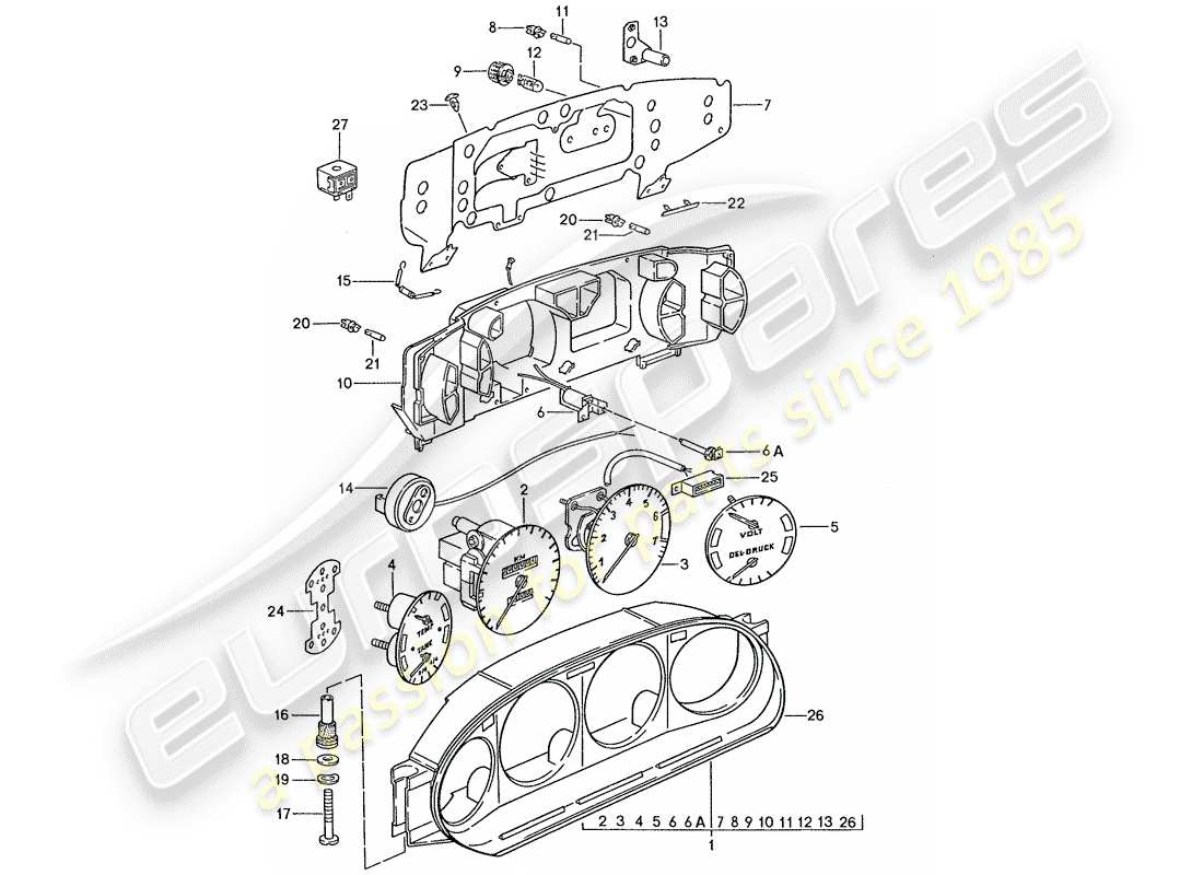 porsche 1990 (928) grupo de instrumentos - d >> - mj 1988 diagrama de piezas