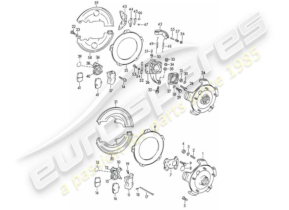 porsche 1964 (356b/356c) freno - d >> - mj 1963 diagrama de piezas
