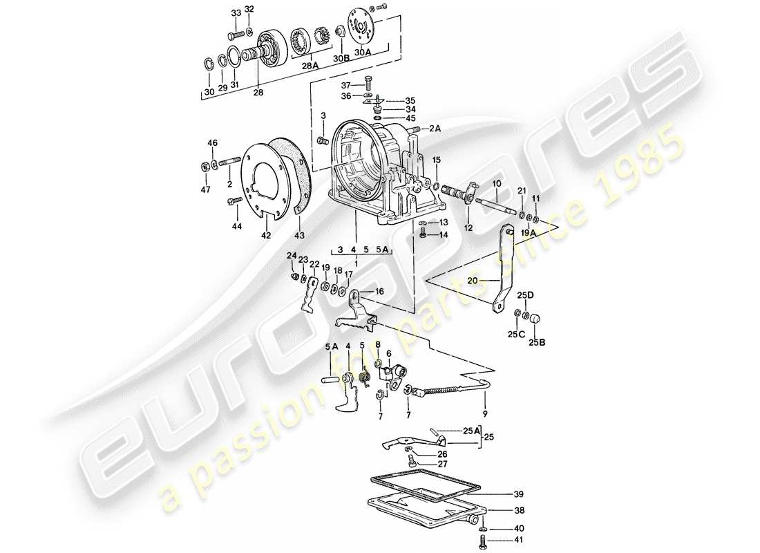 porsche 1986 (944) caja de transmisión - transmisión automática diagrama de piezas