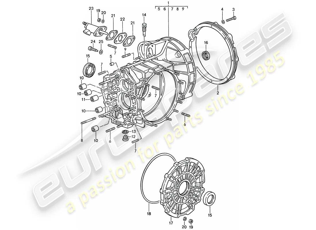 porsche 1988 (959) transmisión de reemplazo - caja de transmisión diagrama de piezas