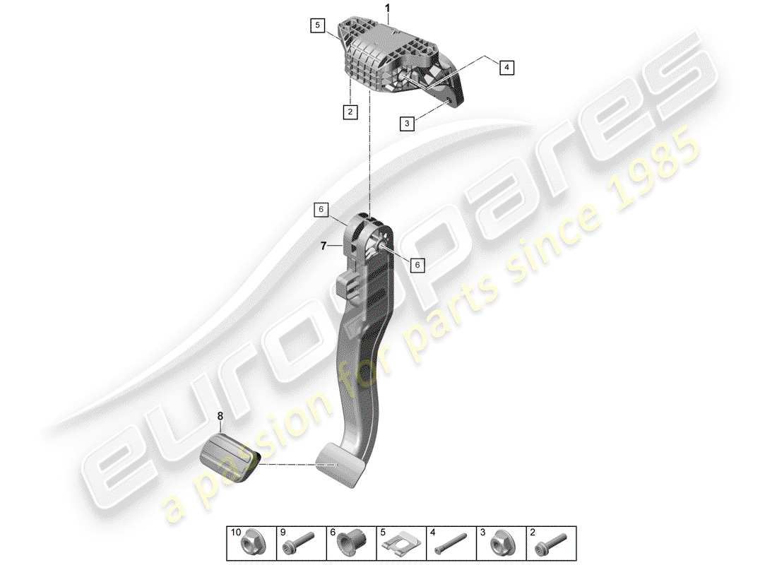 porsche 2019 (panamera 971-1) brake and acc. pedal assembly diagrama de piezas