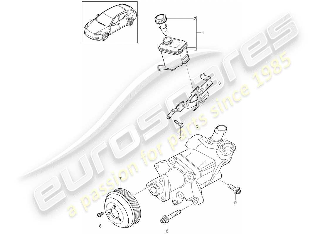porsche 2013 (panamera 970) dirección asistida diagrama de piezas