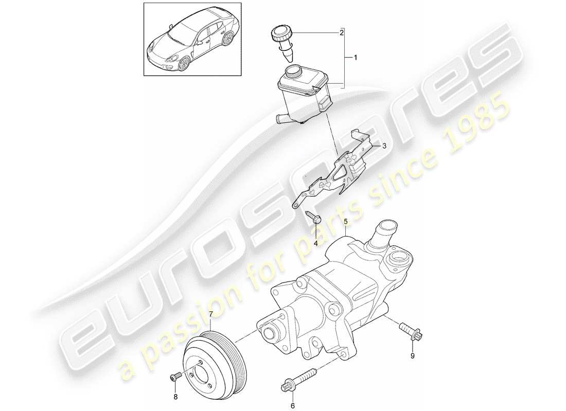 porsche 2015 (panamera 970) dirección asistida diagrama de piezas