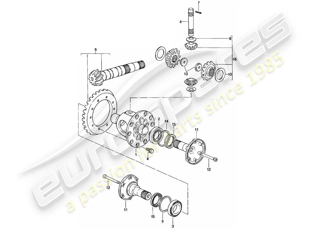 porsche 1981 (924) diferencial - caja de cambios manual - vq vr uv md - me mf mb mx - d - mj 1981>> esquema pieza