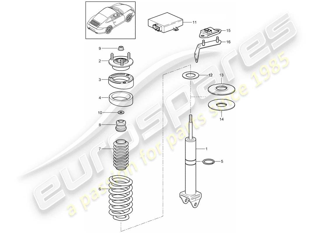 porsche 2012 (997-2) amortiguador diagrama de piezas