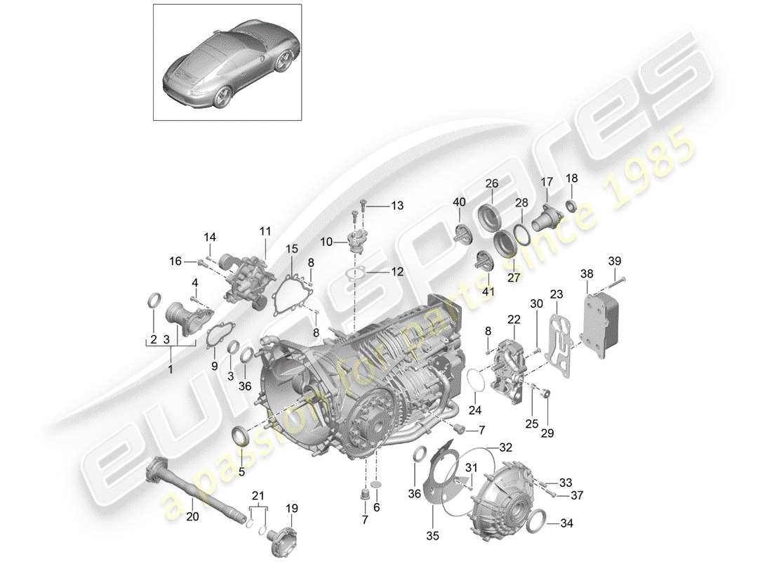 porsche 2014 (991-1) diagrama de piezas de la caja de cambios manual