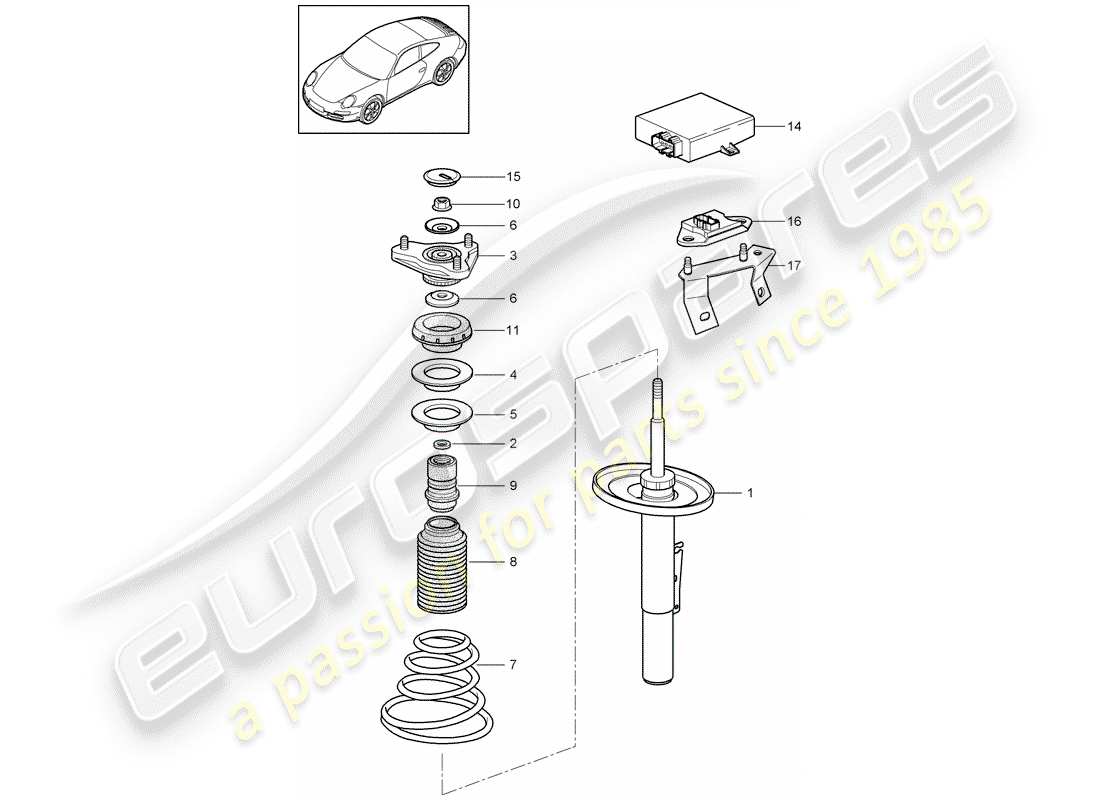 porsche 2012 (997-2) suspensión diagrama de piezas