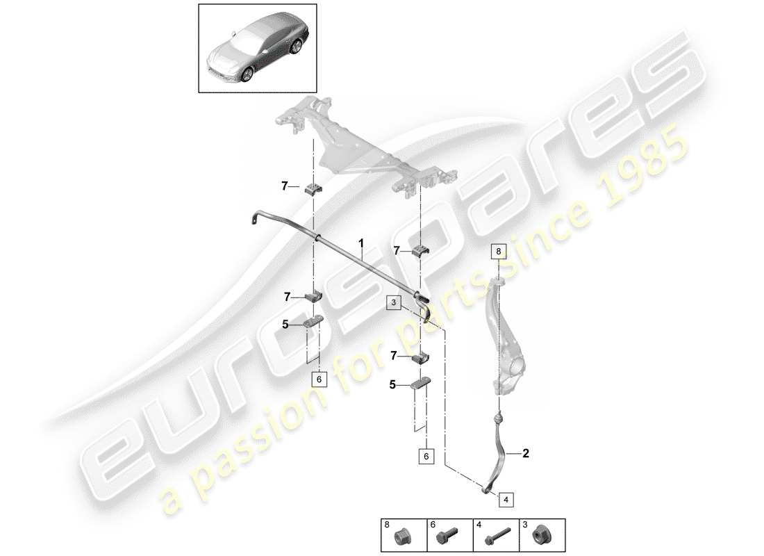 porsche 2017 (panamera 971-1) diagrama de piezas del estabilizador