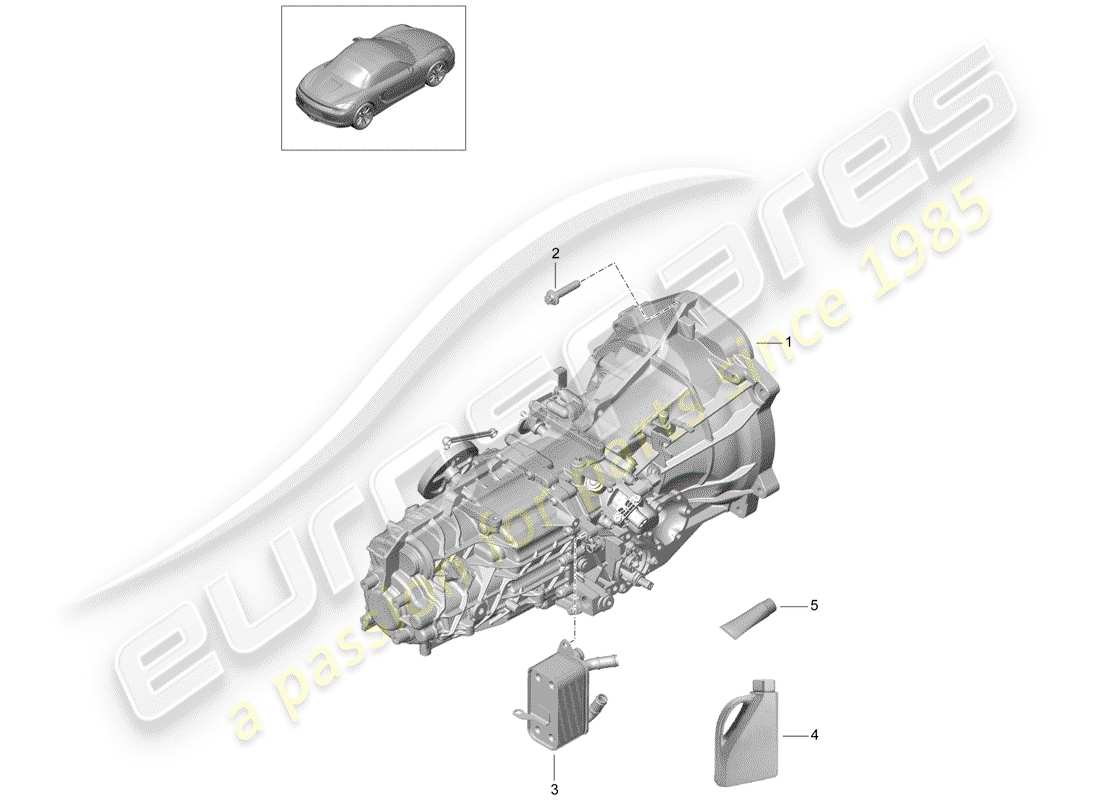 porsche 2013 (981 boxster) diagrama de piezas de la caja de cambios manual