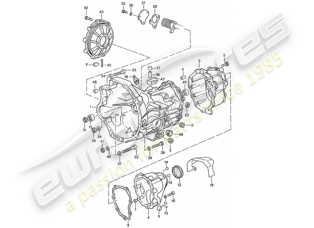 porsche 1991 (944) transmisión de repuesto - caja de transmisión - para - diagrama de piezas de caja de cambios manual