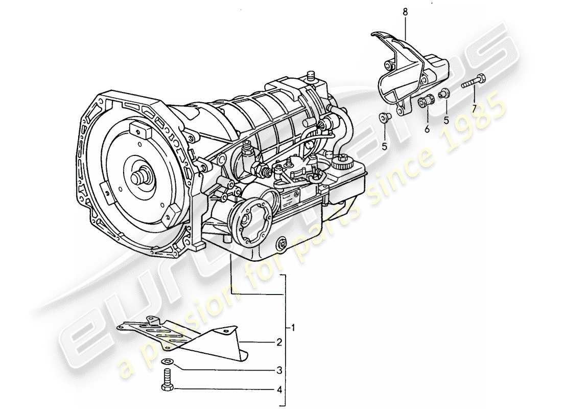 porsche 1992 (968) tiptronic - transmisión de reemplazo diagrama de piezas