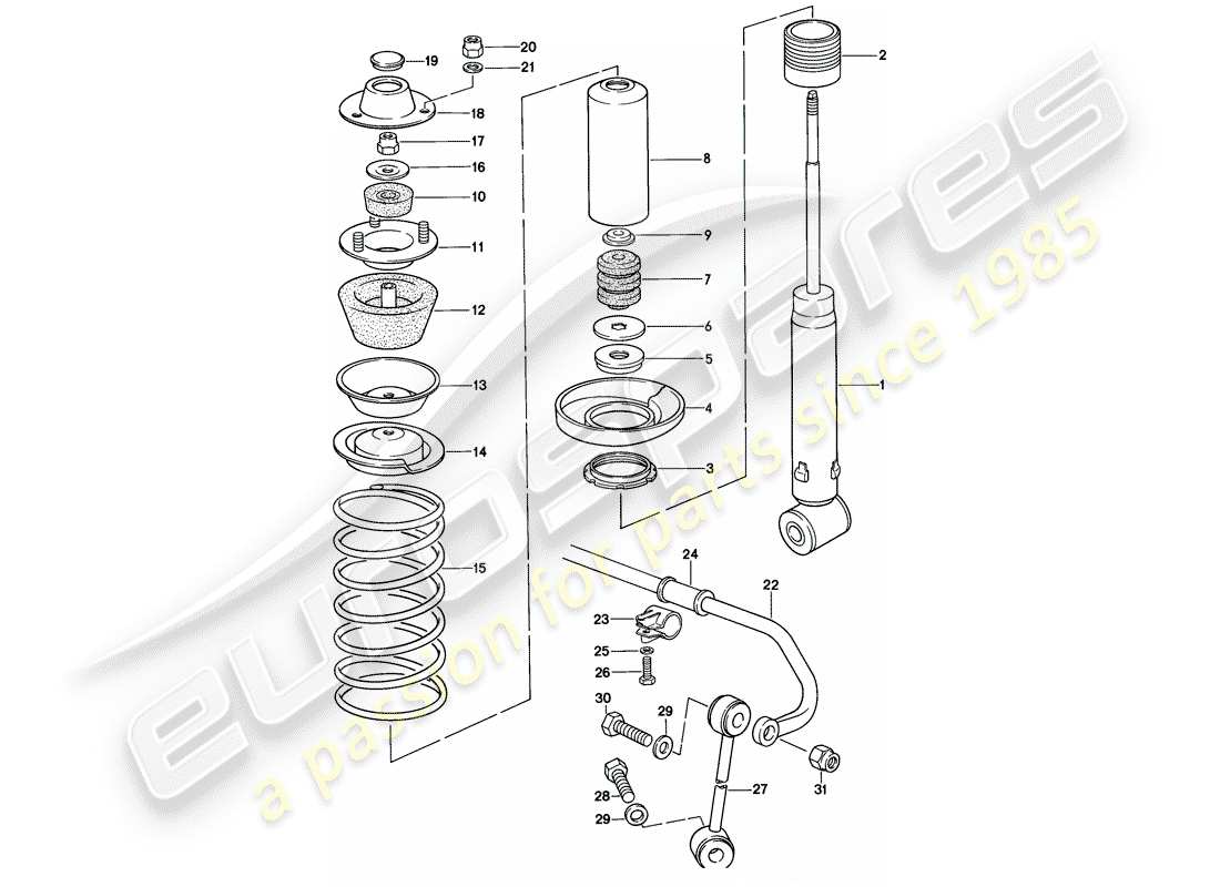 porsche 1981 (928) suspensión - estabilizador diagrama de piezas