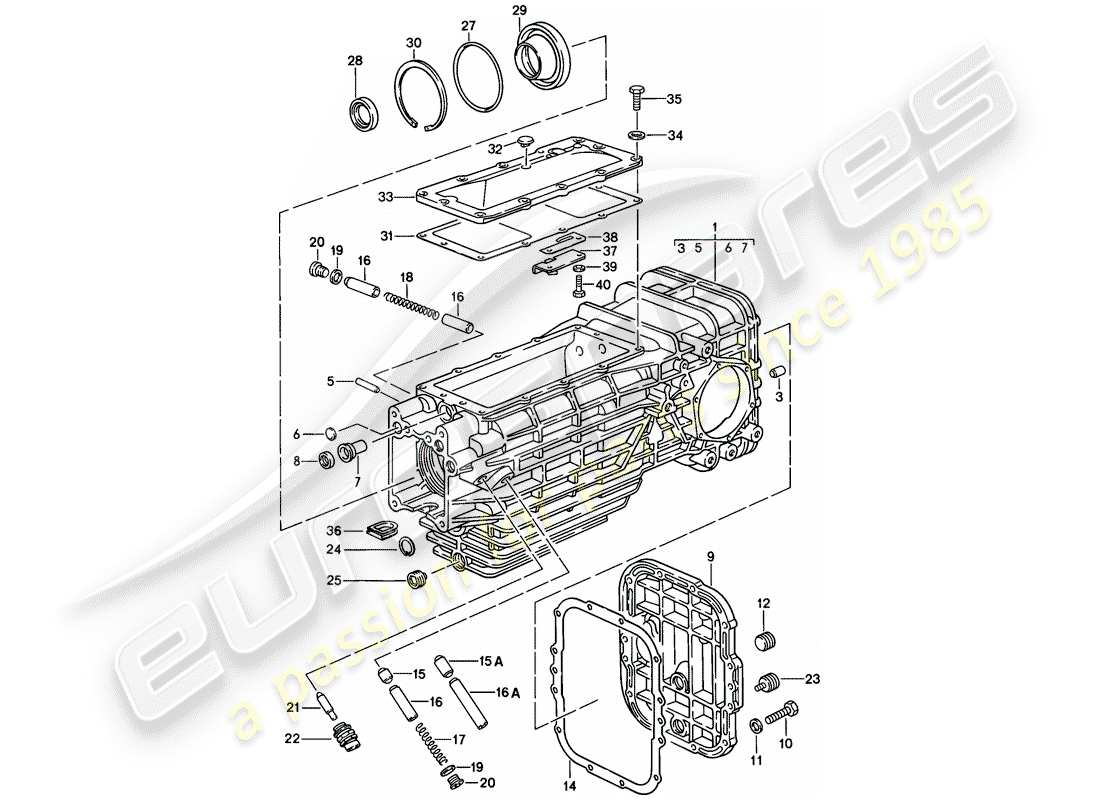 porsche 1983 (928) transmisión de repuesto - caja de transmisión - caja de cambios manual diagrama de piezas
