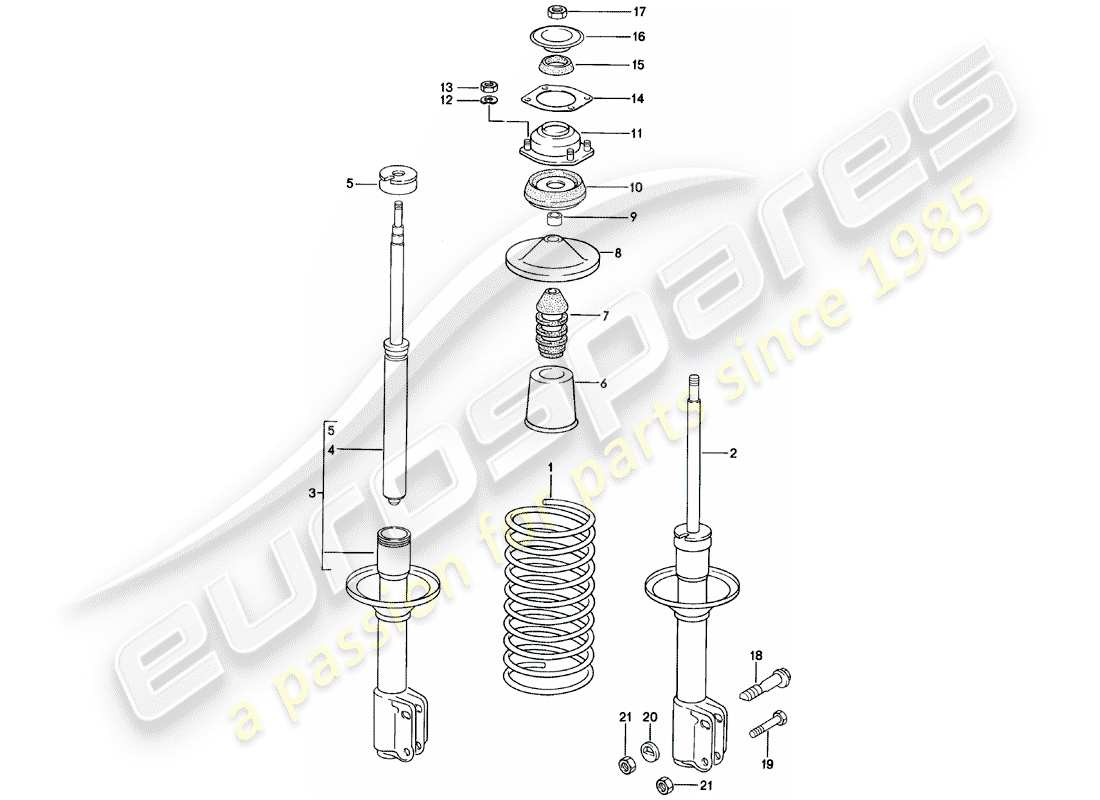 porsche 1984 (924) suspensión - amortiguador de vibraciones diagrama de piezas