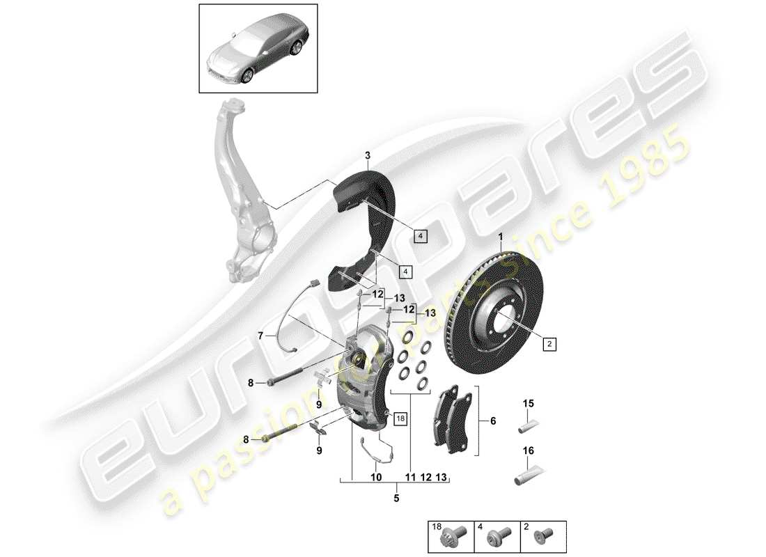 porsche 2017 (panamera 971-1) frenos de disco diagrama de piezas