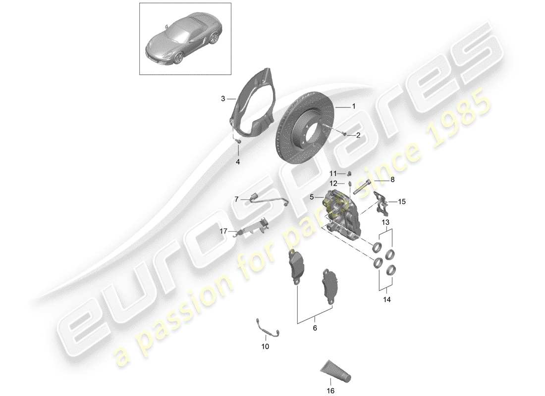 porsche 2013 (981 boxster) frenos de disco diagrama de piezas