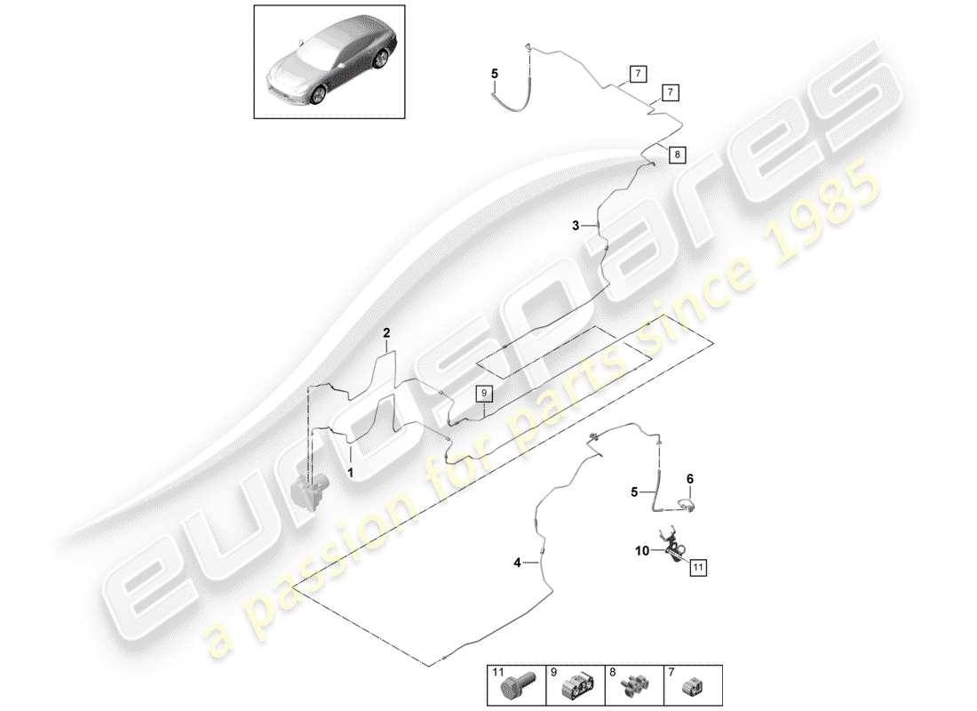 porsche 2017 (panamera 971-1) diagrama de piezas de la línea de freno
