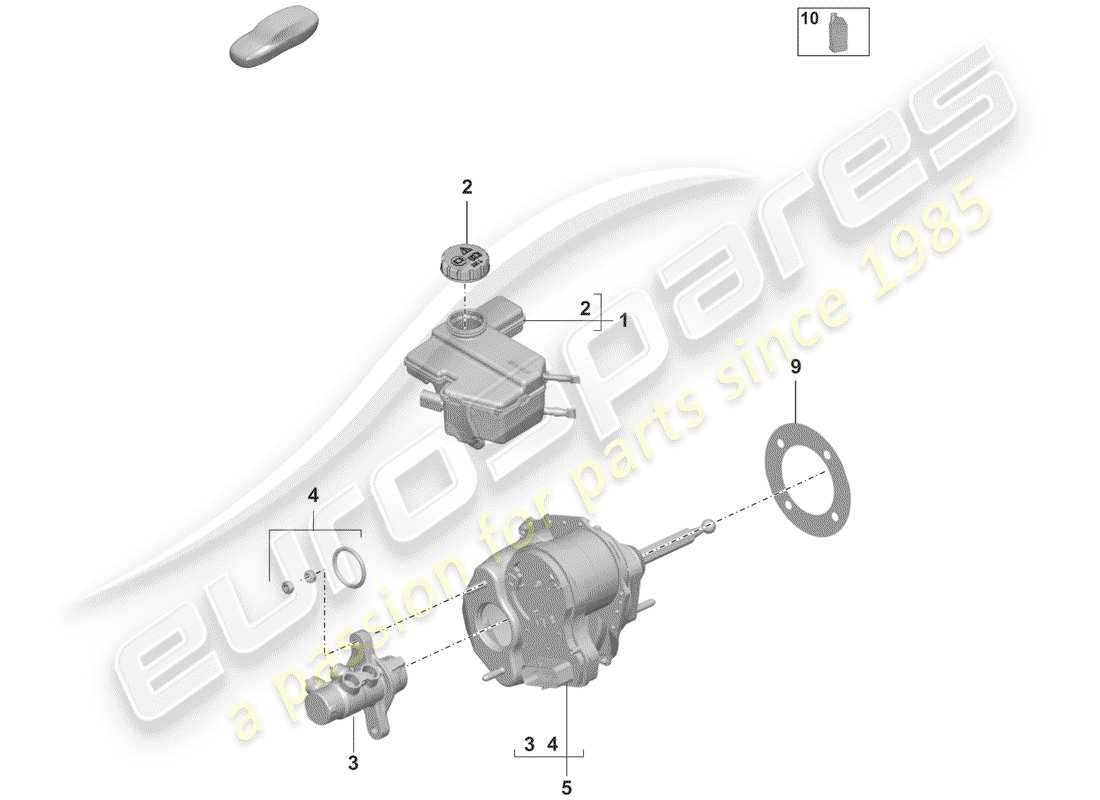 porsche 2019 (992-1) cilindro maestro del freno diagrama de piezas