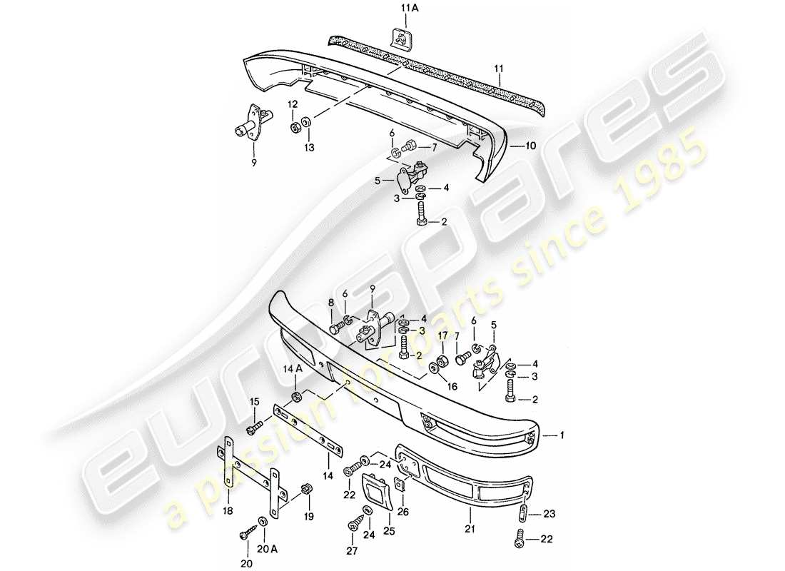 porsche 1990 (944) parachoques - sin: - diagrama de piezas del buffer