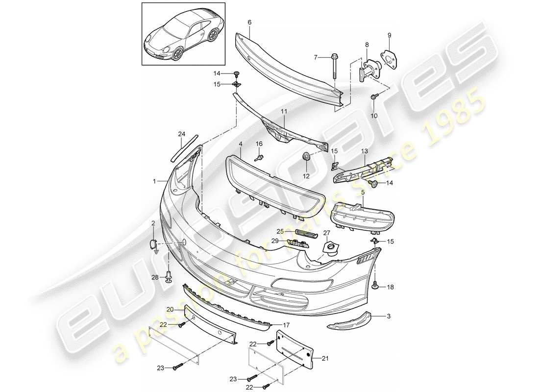 porsche 2011 (997-2) parachoque diagrama de piezas