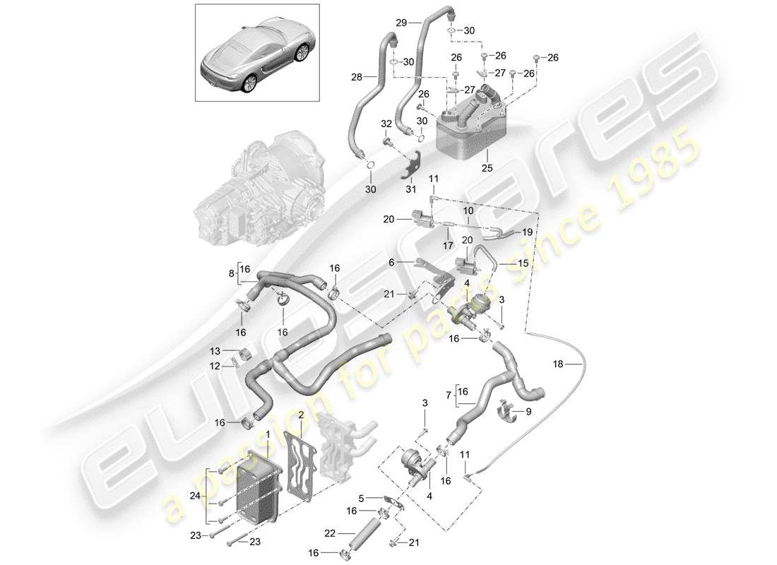 porsche 2015 (981 cayman) - pdk - diagrama de piezas