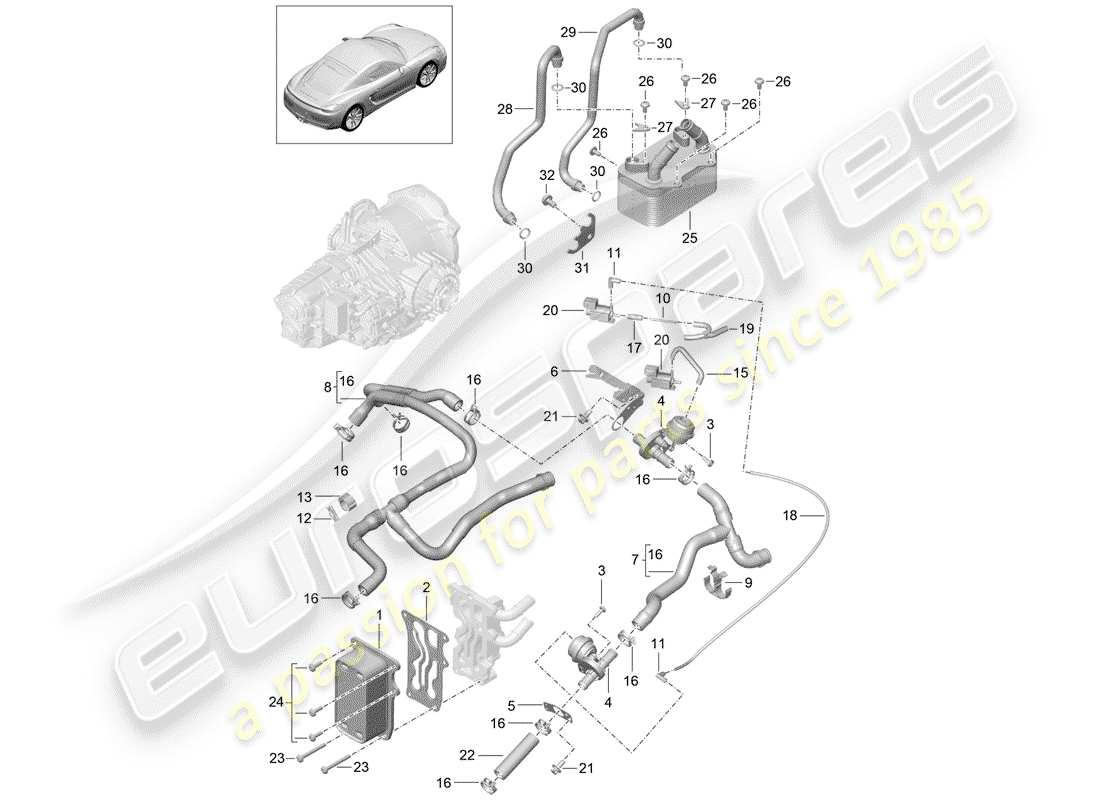 porsche cayman 981 (2015) - pdk - diagrama de piezas