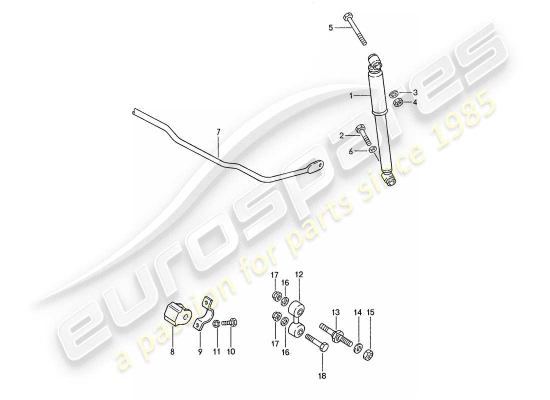 porsche 1990 (944) amortiguador de vibraciones - estabilizador diagrama de piezas