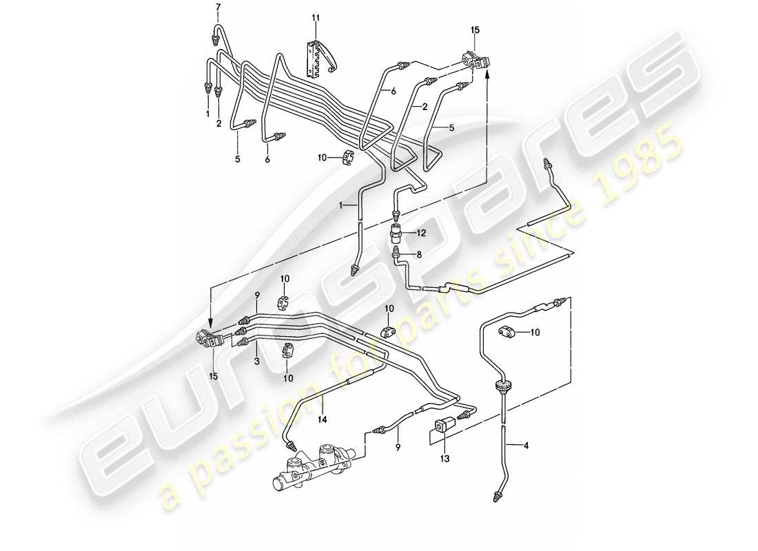 porsche 1986 (944) lineas de freno - -abs- diagrama de pieza