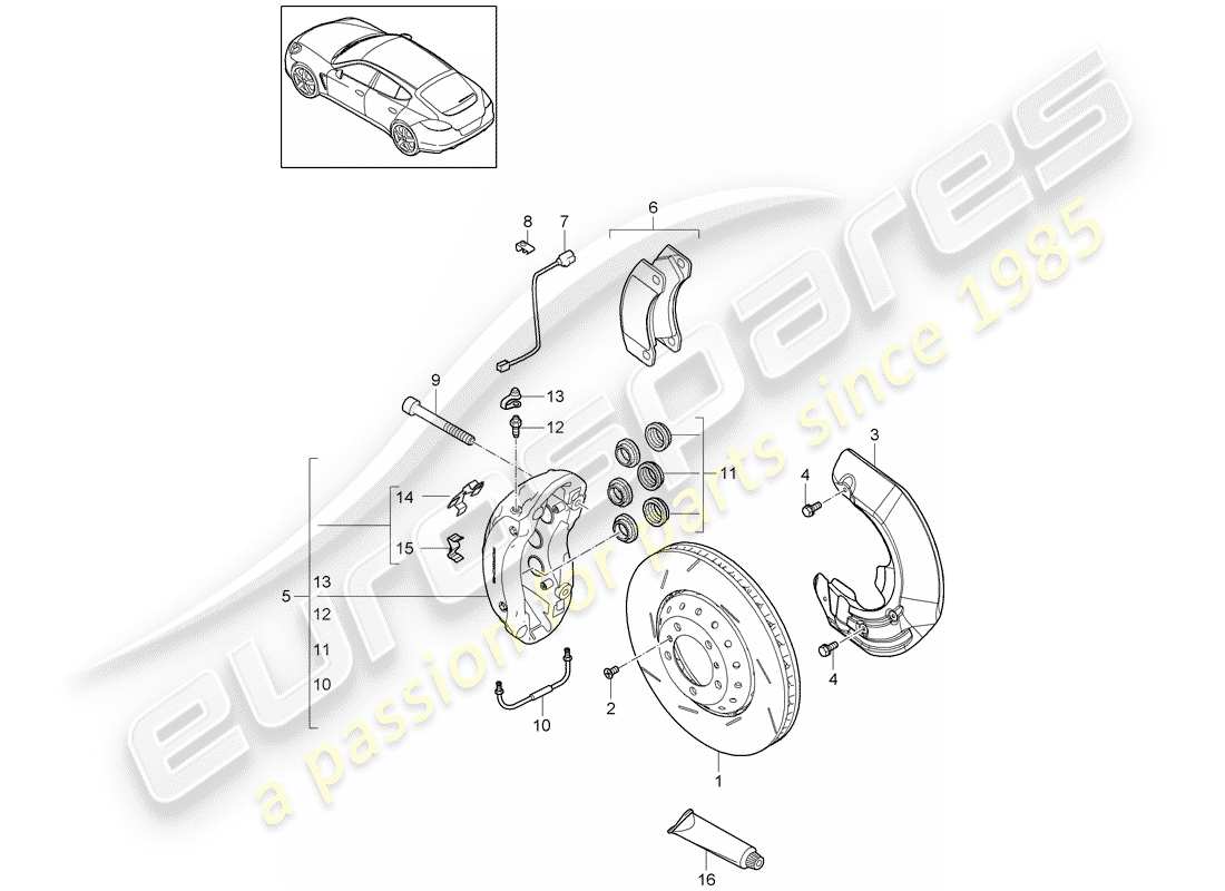 porsche 2016 (panamera 970) frenos de disco diagrama de piezas