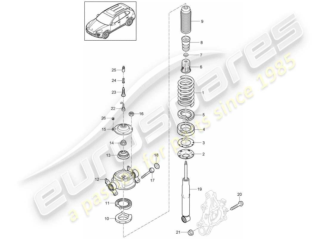 porsche 2016 (cayenne e2 92a) diagrama de piezas de suspensión